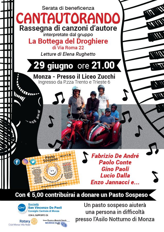 Serata di beneficenza con “La bottega del droghiere” – rassegna di canzoni d’autore